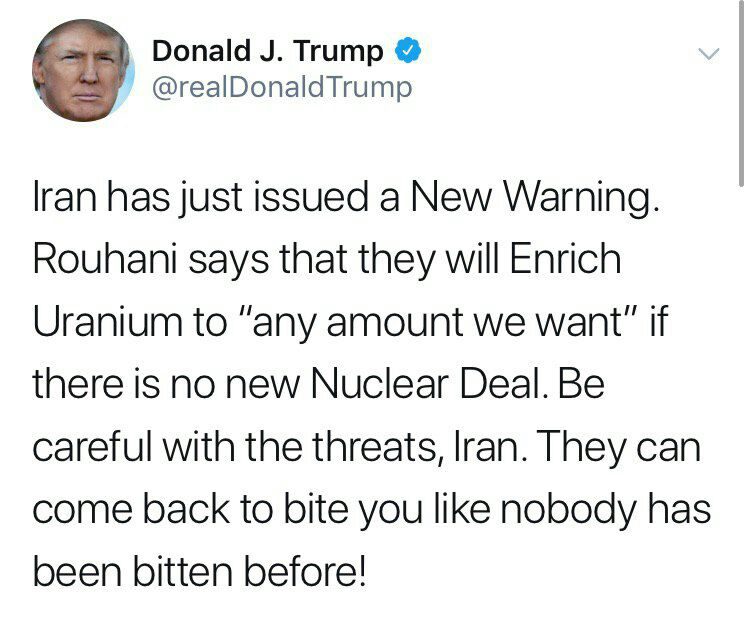 توئیت تهدید آمیز ترامپ در جواب روحانی