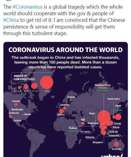 همه دنیا برای ریشه کن کردن ویروس کرونا با چین همکاری کنند
