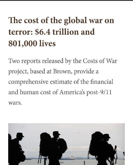 از سال ۲۰۰۱، بیش از ۸۰۰ هزار نفر در جنگهای امریکا کشته شده اند
