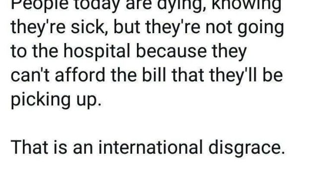 برنی سندرز ننگ است که مردم هزینه رفتن به بیمارستان را ندارند