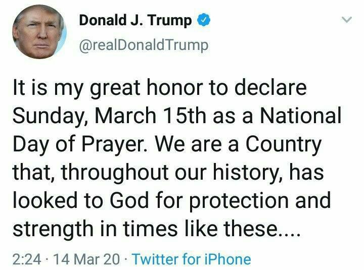رئیس‌جمهور آمریکا یکشنبه را روز ملی دعا و نیایش اعلام کرد